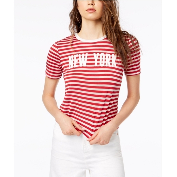project 28 nyc Tops - Project 28 New York Striped T-Shirt White and Red size small